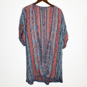 Natural Reflections Short Sleeve Open Front Knit Long Cardigan Size XL